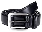 Sportoli Men's Genuine Leather Classic Stitched Casual Belt - Black Brown Tan