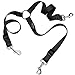 3 Dog Leash Coupler, PETBABA 1-1.6ft Long Adjustable Training Dog Lead for 3 Dogs Black