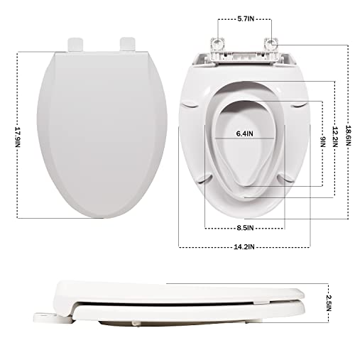Elongated Toilet Seat with Built in Potty Training Seat with Cover