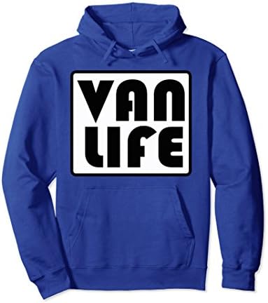 Unisex VAN LIFE OFFICIAL BRAND PROMO VINTAGE LOGO PULL OVER HOODIE Small Royal Blue