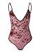 OQC Women's Plunge V Neck Backless Strap Tight Velvet Bodysuit Jumpsuit Leotard