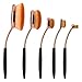 Summifit 5 Pcs Soft Oval Makeup Brushes Set Professional Foundation Contour Eyeshadow Concealer Brush Kit (Black Rose Gold)