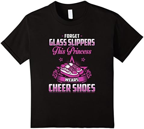Kids Cheerleader Shirt Forget Glass Slippers Cheer Shoes Daughter 8 Black