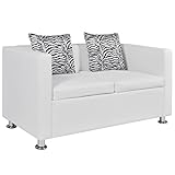 Anself Modern Leather Love Seat Living Room 2-Seater Sofa White