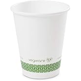 Vegware White Paper Coffee Cups, Disposable Coffee Cups, 8 oz, 1000 Count | Coffee tea drinks, Drink stations, to-go, Caf&eacute; office foodservice, PLA plant-based lining, Compostable, Fits 79-Series lids