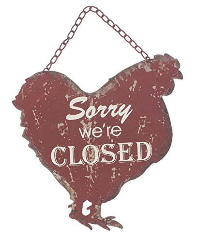 Park Hill Open/Closed Vintage Style Metal Farm Animal Sign (Rooster)
