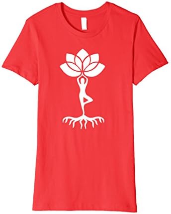 Women's Yoga Tree Pose T-Shirt Tree of Life Lotus Tee XL Red