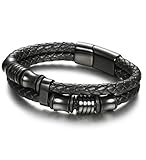 JOERICA Magnetic Clasp Leather Bracelets for Men Teens Cuff Bracelet 8.5inches