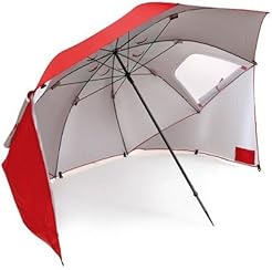 Sport-Brella Portable All-Weather and Sun Umbrella. 8-Foot Canopy. Red.