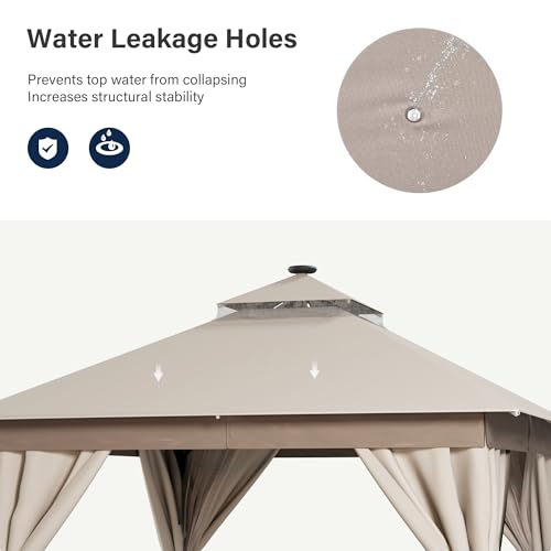 LAUSAINT HOME 10x10 Solar LED Gazebo with Mosquito Netting and Privacy Screens image 26