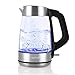 Cusimax 7-Cup BPA-free Glass Electric Kettle, UK Strix LED Illuminating Cordless Water Kettle with Auto Shut-off & Boil-dry Protection, CMWK-150G