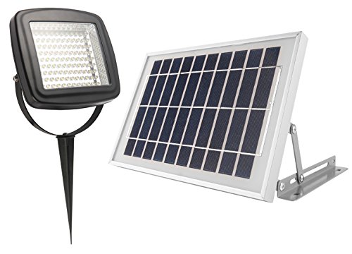 MicroSolar - NATURAL WHITE (Not Bluish) 400 LUMEN - 5W ANGLE ADJUSTABLE Solar Panel - Lithium Battery Solar Flood Light // Wall or Ground Mounted // 2 AXES Adjustable Light Fixture