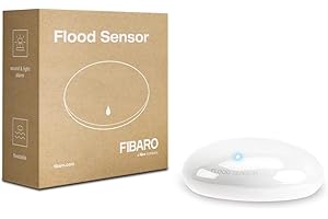 Fibaro FGFS-101 ZW5 FGFS101ZW5 Flood Sensor, Z-Wave Plus Water Leak Detector-FGFS-101, White