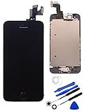 Screen Rejuvenator Only for iPhone 5S Black LCD Screen and Touch Digitizer Full Assembly Replacement, Pre-Installed with Front Camera, Ear Speaker, Home Button. Repair Tools Included
