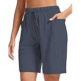 Choosefree Women's 8in Bermuda Shorts High Waisted Wide Leg Lounge Pants with Pockets Breathable Stretchy Yoga Short