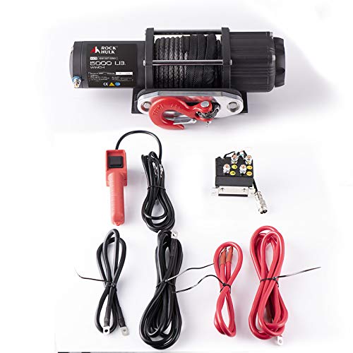 Rock-Hulk Winch 5000 lb Waterproof Winch ATV/UTV Electric Winch Kit with Hawse Fairlead, Synthetic Rope, 1 Wired Handle - Image 4