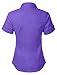LE3NO Womens Tailored Short Sleeve Button Down Shirt with Stretch,L3nwt575a_lilac,Large