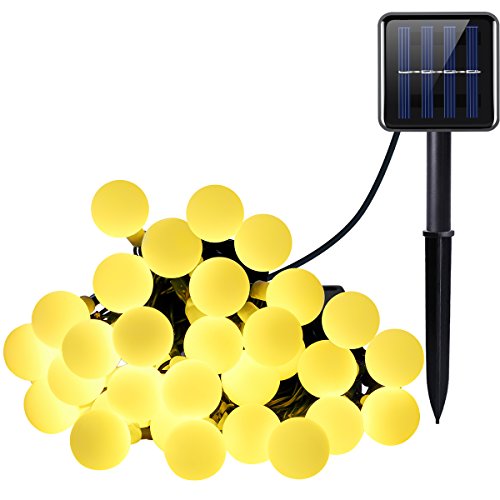 AMIR 8 Modes Solar LED Globe String Lights, 30 LEDs 20 Feet Ball Lights, Indoor/Outdoor Decoration Lights, Waterproof Starry Lights, Ambiance Lighting for Gardens, Home, Wedding, Party (Warm White)