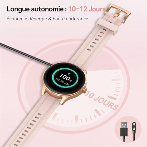 Montre Connectée Femme pour Samsung, iPhone, Android, 1.57" Smartwatch avec Appel Bluetooth, Montre Femme Surveillance de la Fréquence Cardiaque/Sommeil, 3ATM étanche, 120+ Modes Sport, Podometre
