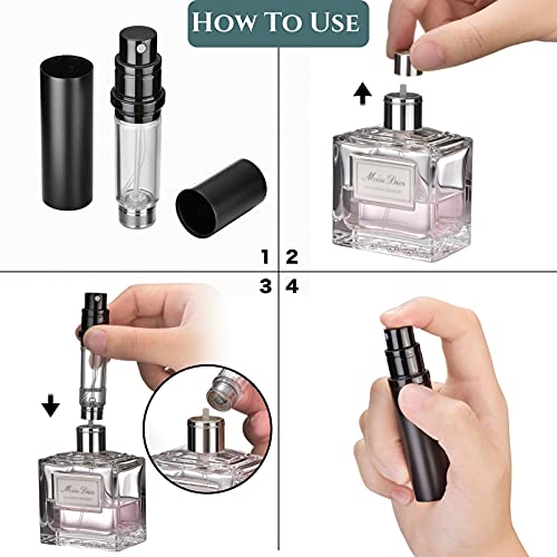 BRARIOS Refillable Portable Mini Perfume Atomizer for Travel, 5ml Luxury Empty Leakproof Pump Perfume Spray bottle Atomizer for Man and Woman (Z-Black) 6 BRARIOS Refillable Portable Mini Perfume Atomizer for Travel, 5ml Luxury Empty Leakproof Pump Perfume Spray bottle Atomizer for Man and Woman (Z-Black)