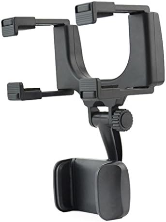 Prettymenny Universal Car Rearview Mirror Mount Holder, Stand Cradle Mechanical Clamp For Cell Phone (Black)