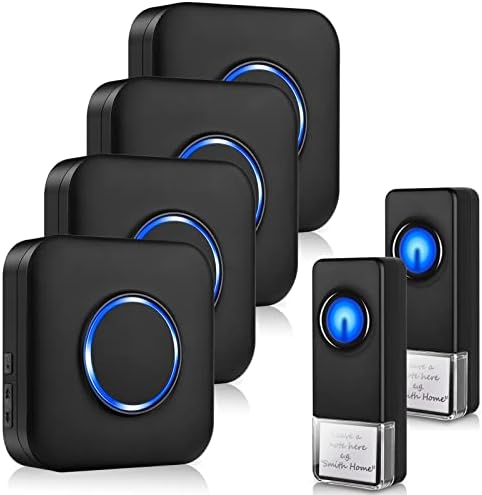 Wireless Doorbell Kit – Waterproof, 1000ft Range, Plug-in Receiver, 45 Melodies, UK Plug