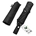 HQdeal Automatic Compact Travel Umbrella with Reverse and Safe Lock Design, Teflon 210T Auto Open Close Folding Strong Windproof Umbrella Black