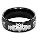 Men's Black Plated 8 mm Stainless Steel High Polished Comfort Fit Claddagh Ring - Sizes 7-13