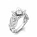 Dolland Women's Floral Ring Rose Lucky Flower Leaf Rhinestone Jewelry Cocktail Party Rings Bridal Wedding Band,6#