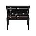 Yaheetech Wooden Duet Piano Bench Stool with Padded Cushion and Book Storage Black