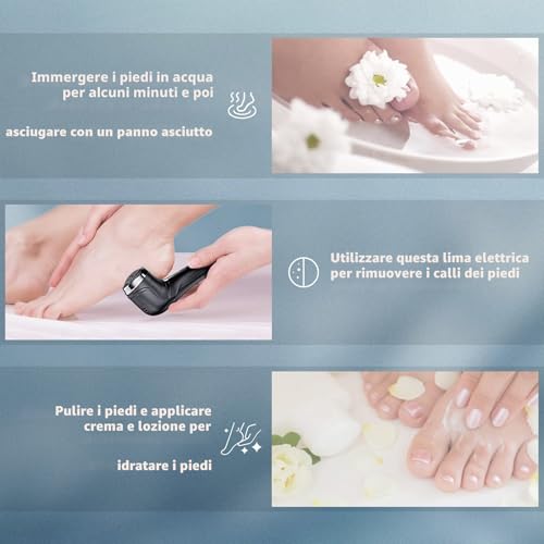 Professional Electric Pedicure Rechargeable Feet Callus Remover with Vacuum Suction 3 Grinding Heads 2 Speed IPX7 Waterproof Electric File Rasp Feet Calluses Feet Removal