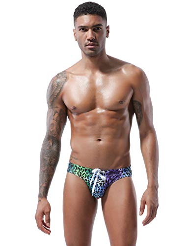 image for MIZOK Mens Bikini Briefs Sexy Low Rise Flowers Print Quick Dry Swim Tr
