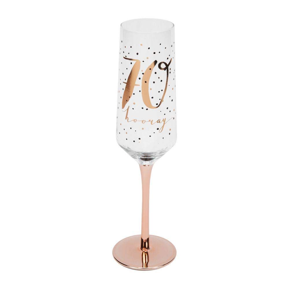 Widdop and Co Hotchpotch Luxury Champagne Prosecco Flute Glass Rose Gold Stem 70th Birthday