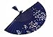 Amajiji Women Hand Held Silk Folding Fans with Bamboo Frame (Blue)