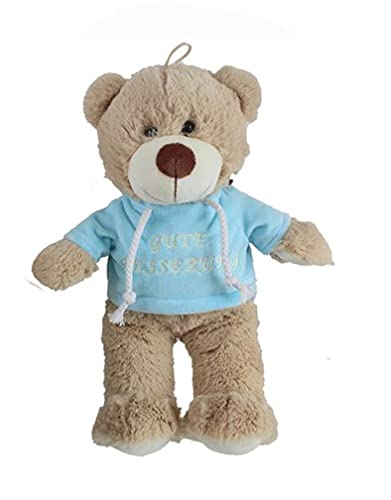 VRasehorn Plush Bear with Hoodie ''Get Well Soon'' Approximately 32 cm Blue Soft Toy Cuddly Toy Teddy Bear