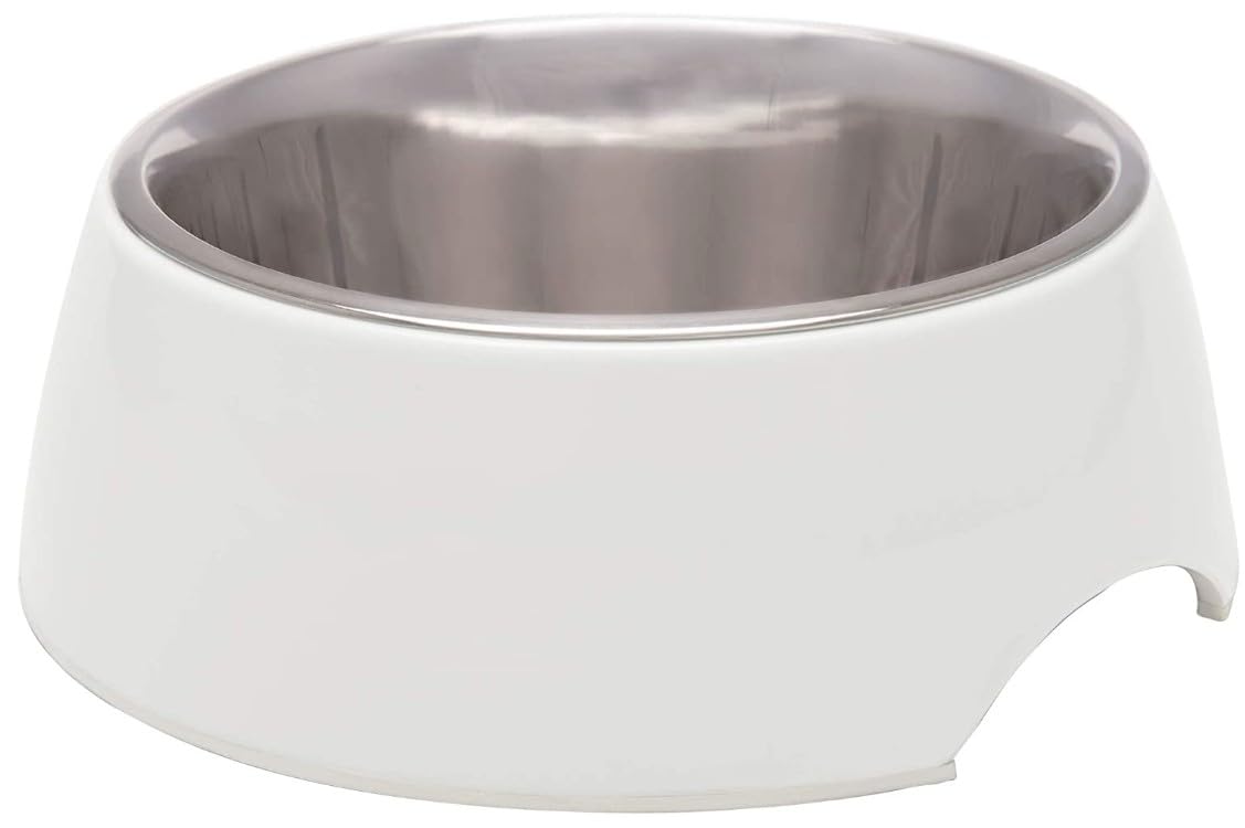 Loving Pets - Retro Bowl Dog Food Water Bowl No Tip Stainless Steel Elevated Pet Bowl No Skid Spill Proof (Large, White)