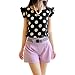 Shouhengda Women Chiffon Polka Dot Blouse Ruffle Sleeve Office Lady Shirts
