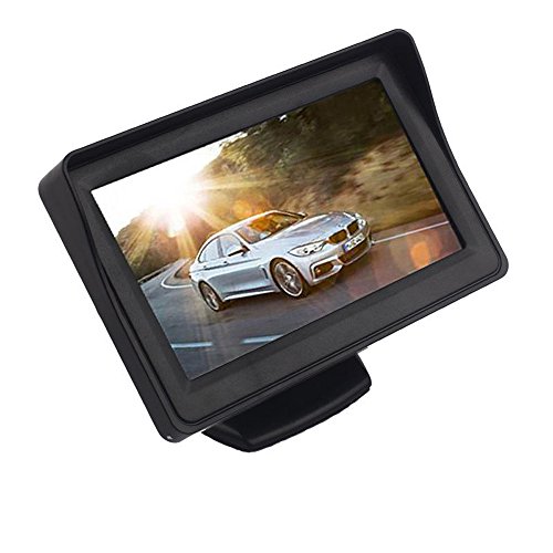 ATian 4.3 Inches Car Monitor TFT LCD Color Display Car Rear View Monitor Screen with 2 AV Input for Car Rear View Cameras, with Dash Mounting Stand and 3M Sticker, Fit for Almost All The Vehicles