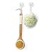 Healthyezz Loofah, back brush, shower hook Bundle. Boar Bristle Long Wooden Handle Wet or Dry Body Brush, 4 Loofah Bath Poufs and Two Suction Hooks for Loofah & Exfoliating Brush –