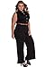 Roswear Women's Sexy Plunge V Neck Belted Wide Leg Jumpsuits Dress