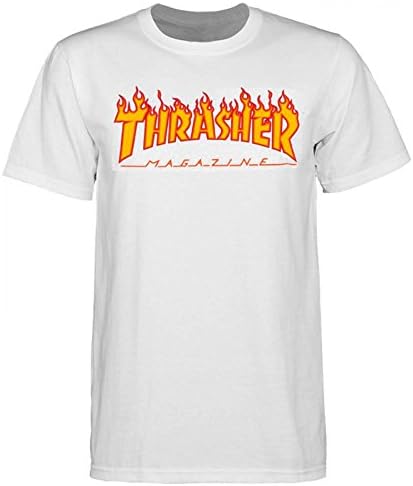 Thrasher Skateboard Skate Mag Flame Logo White T Shirt