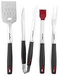 Grillaholics Grill Set - 4-Piece BBQ Tools - Heavy Duty Stainless-Steel Barbecue Grilling Utensils - Premium Grilling Accessories for Barbecue - Spatula, Tongs, Fork, and Basting Brush