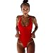 Women Retro High Cut One Piece Swimsuit Red Monokini Black White Bathing Suits Plus Size.