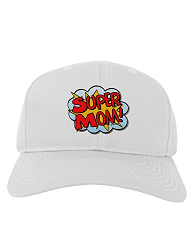 TOOLOUD Super Mom - Superhero Comic Style Adult Baseball Cap Hat - White