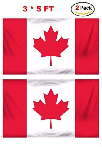 Fivecats（Fly Breeze)3x5 Foot 2 Pack Canada Flags-Vivid Color and UV Fade Resistant-Canvas Header,Durable and Light-weighted, Canadian National Flags Polyester with Brass Grommets