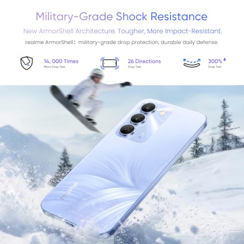 realme C100 5G Smartphone 4+256GB, Flower Purple, 6.8 Inch Screen, 144Hz LCD Display, Ultra Fast Charging 45W, Battery 6600mAh, AI 50MP Camera, MediaTek Dimensity 6300 Chipset, IP64