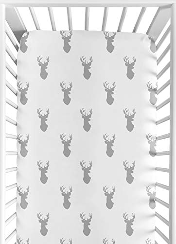 image for Sweet Jojo Designs Fitted Crib Sheet for Grey and White Woodland Deer 