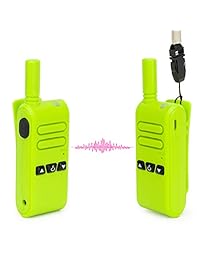 CallToU Mini Walkie Talkie para niños Anciano Cumpleaños presente Cuidador Paginador Radio de dos vías para acampar / caminar / cazar 16 canales 2 millas recargable (2PACK, verde)
