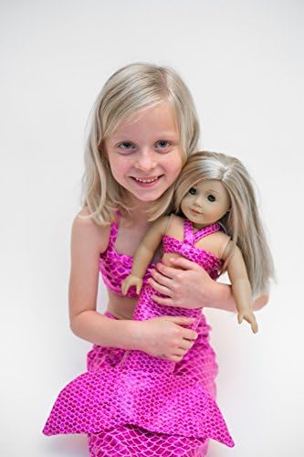 Mermaid Girl Outfit (Mermaid Tail and Top) and Matching Mermaid Outfit for 18" Large Doll - includes Mermaid Tail & Top - Doll not included (Children's 8, Pink)