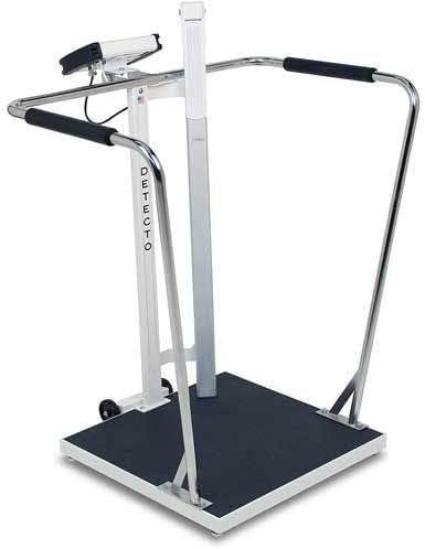 Detecto Digital Bariatric Scale 800 x 0.2lb/ 360 x 0.1kg W/Handrails, Digital Height Rod, 6857DHR